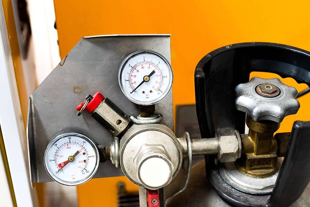 Close up Pressure gauge CO2 Tank